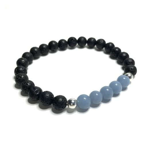 Angelite and lava rock bracelet