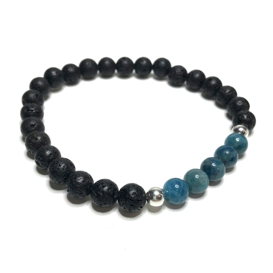 Apatite bracelet with lava rock