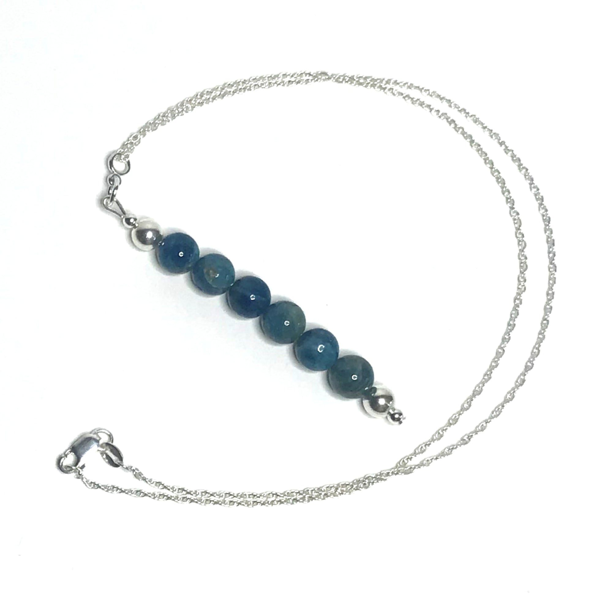 Blue crystal pendant on a sterling silver chain