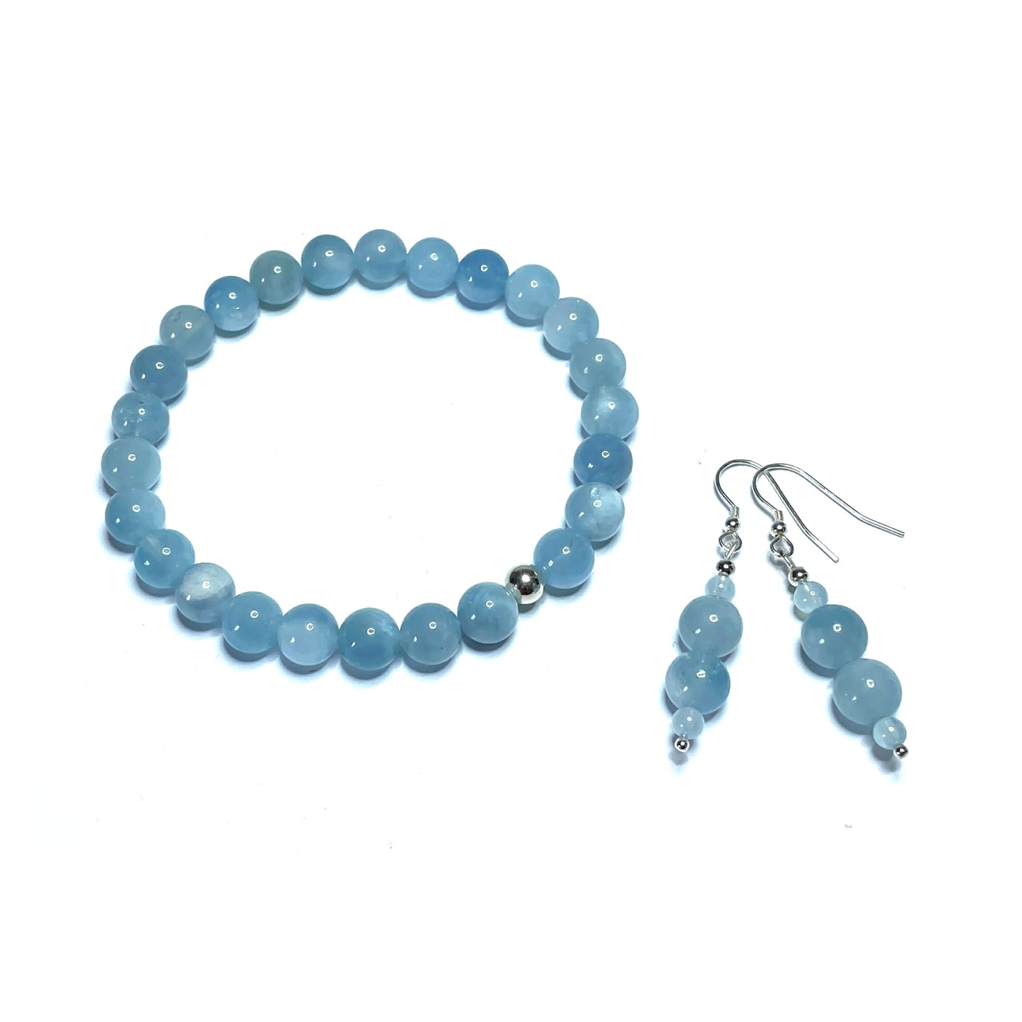 Aquamarine crystal bracelet and earrings set