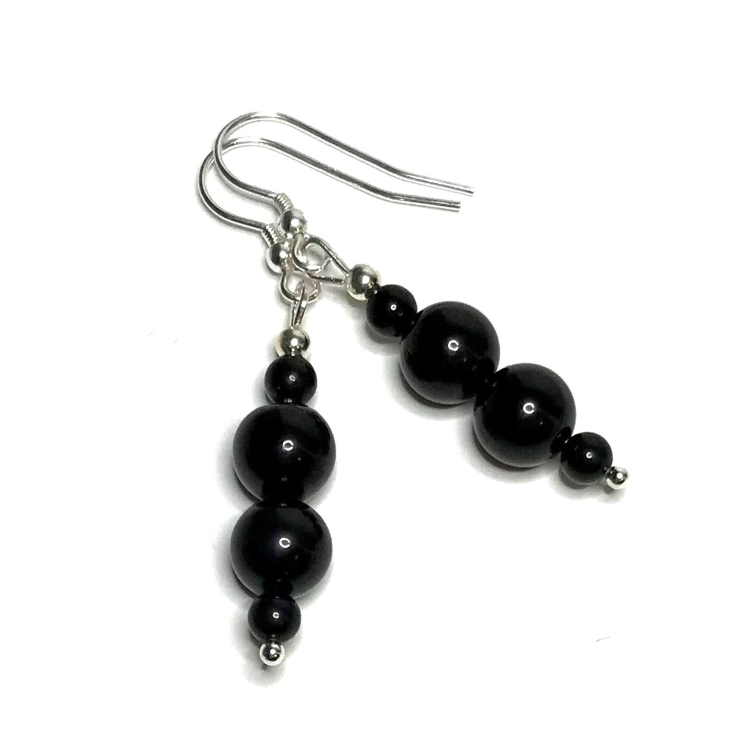 Black gemstone dangle earrings 