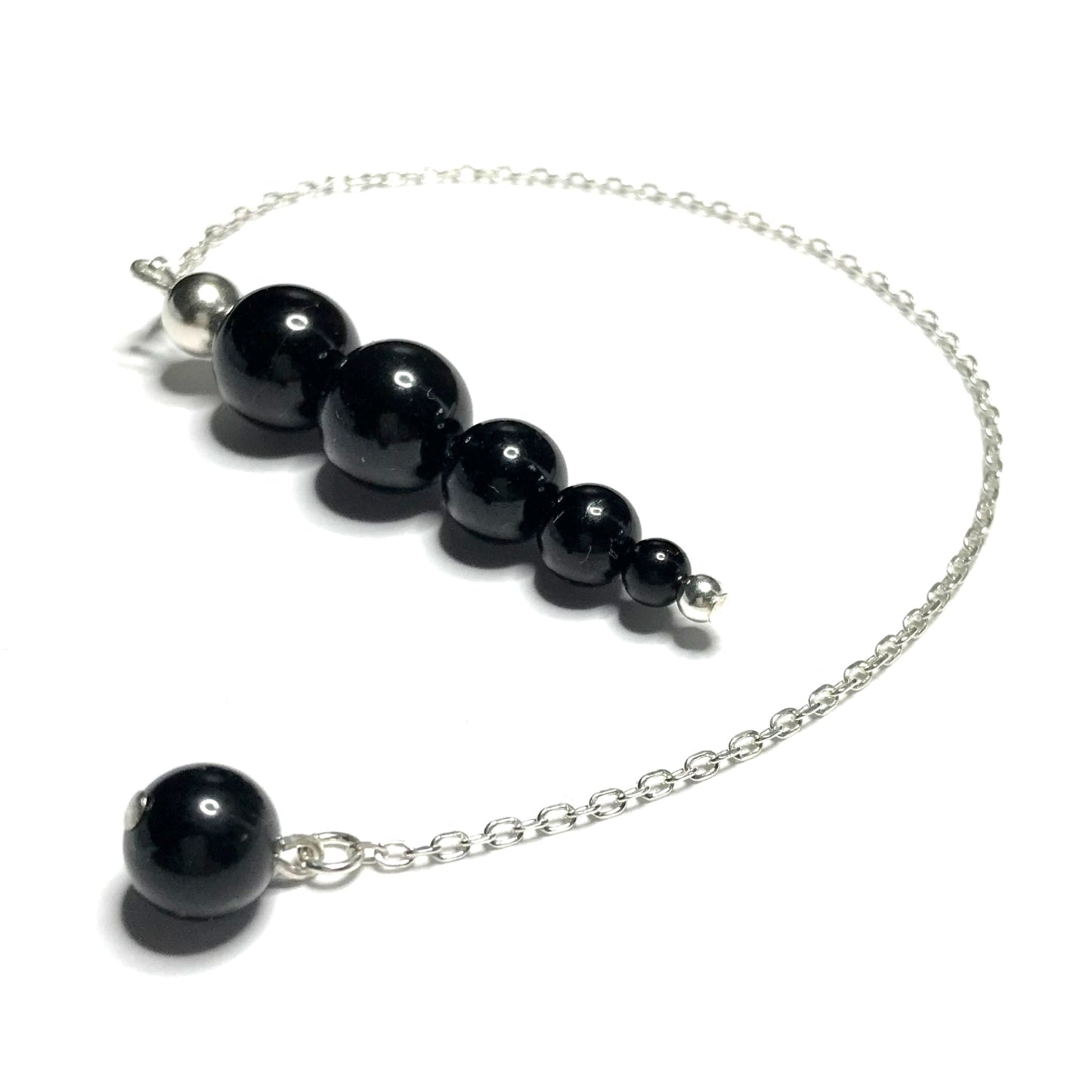 Black gemstone dowsing pendulum with a sterling silver chain