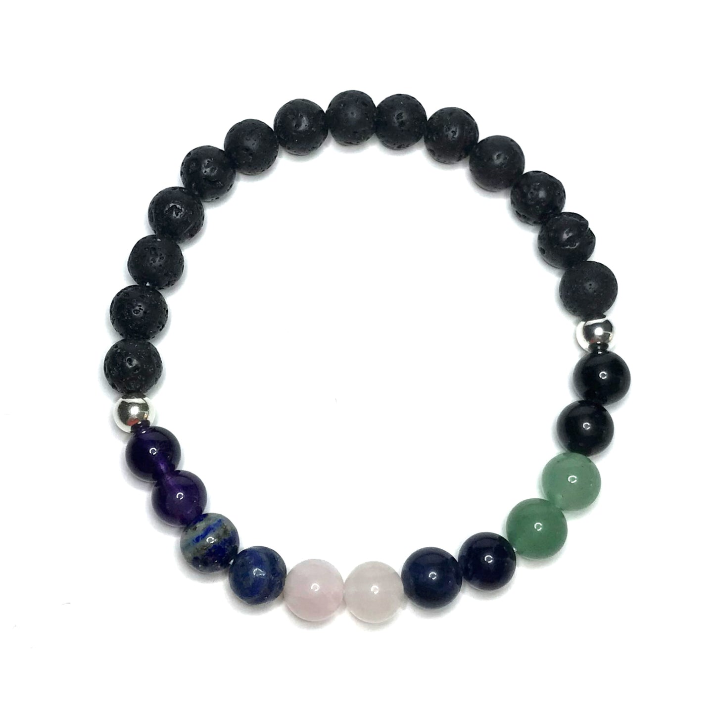 Calming gemstone bead bracelet with lava