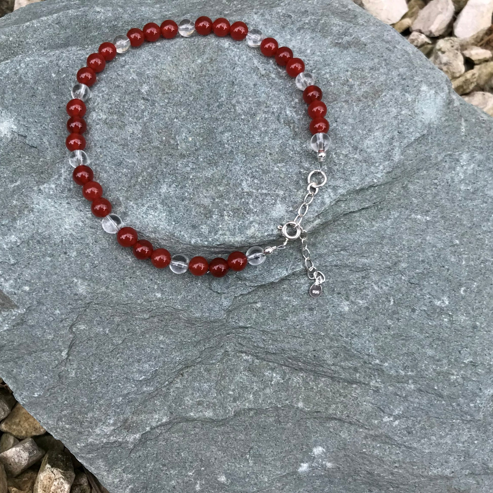 Carnelian beaded anklet