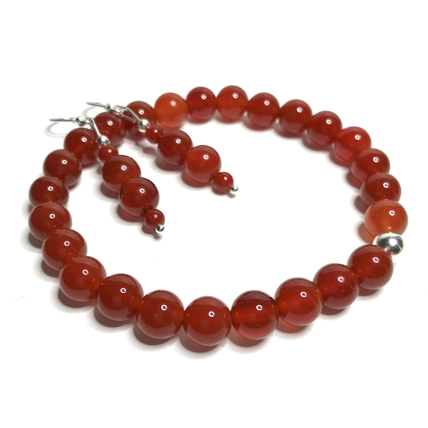 Carnelian Bracelet and Earrings Set