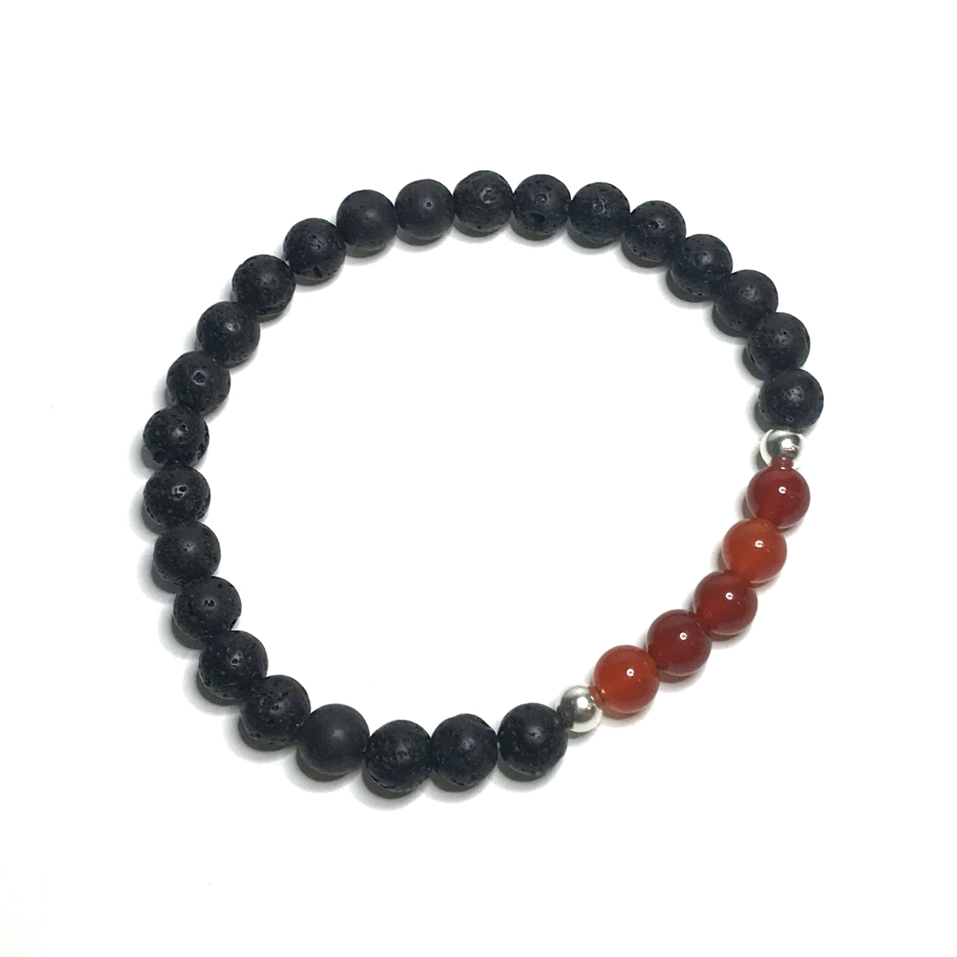 Carnelian bracelet with lava rock beads