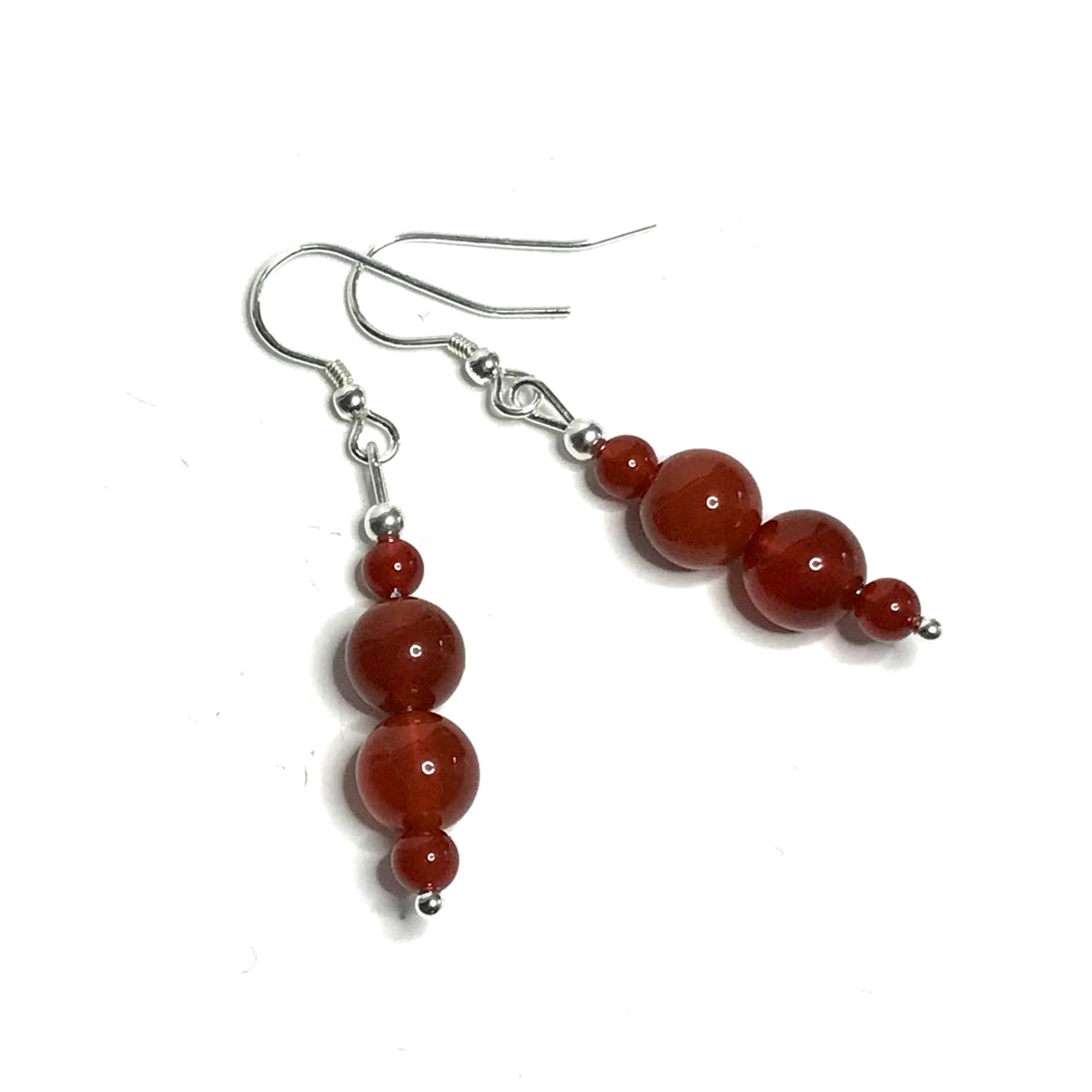 Carnelian beaded dangle earrings