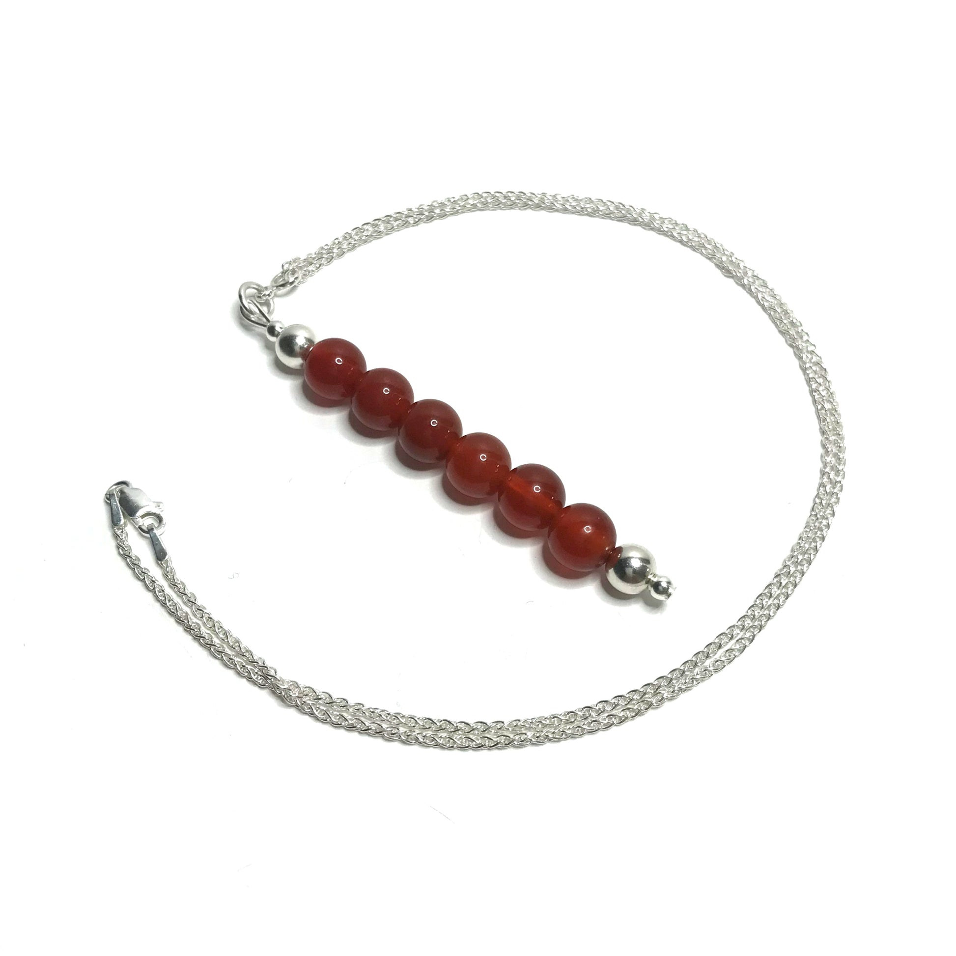 Carnelian pendant on a silver chain