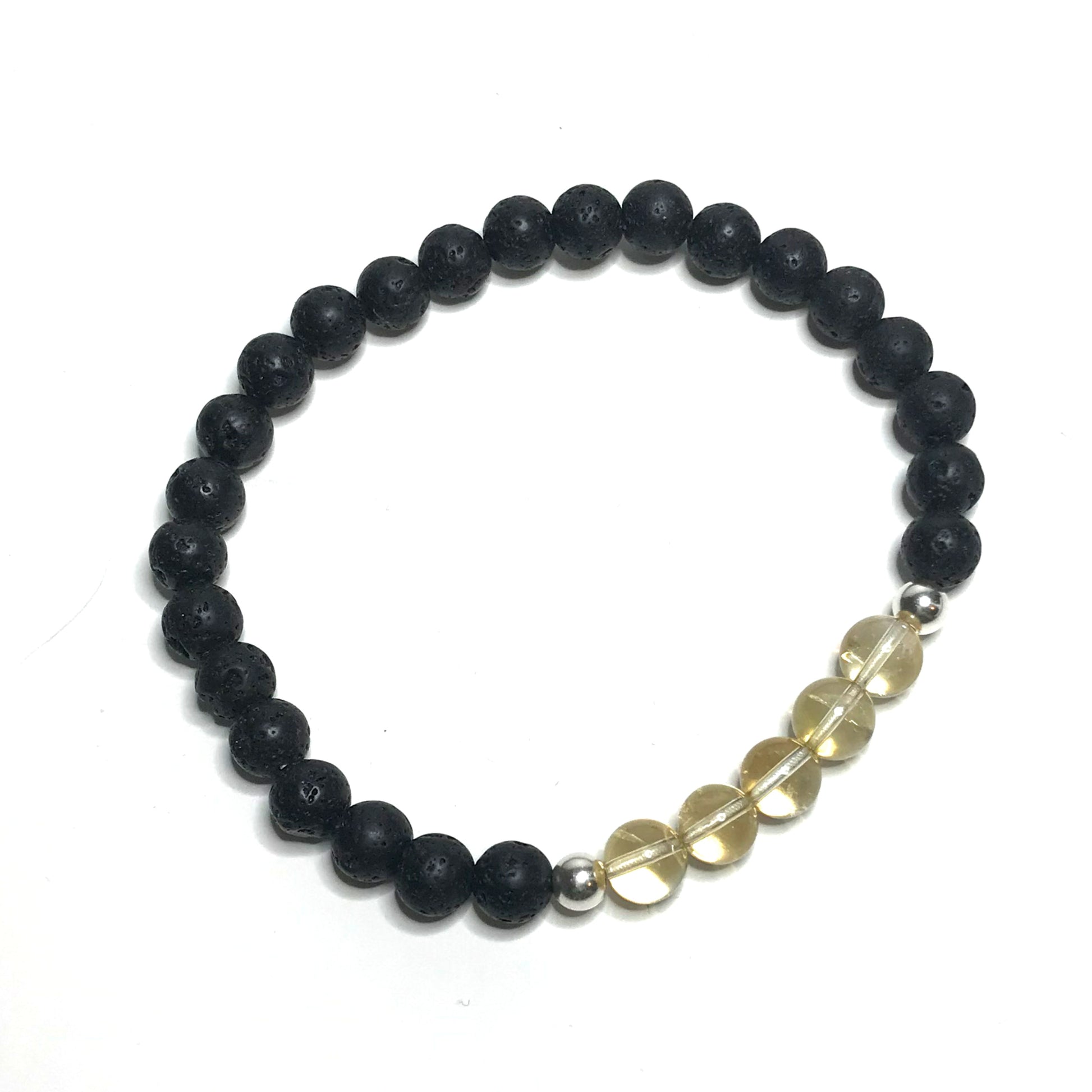 Citrine crystal bracelet with lava rock  beads