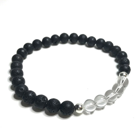 Clear Quartz with Lava Rock Bracelet