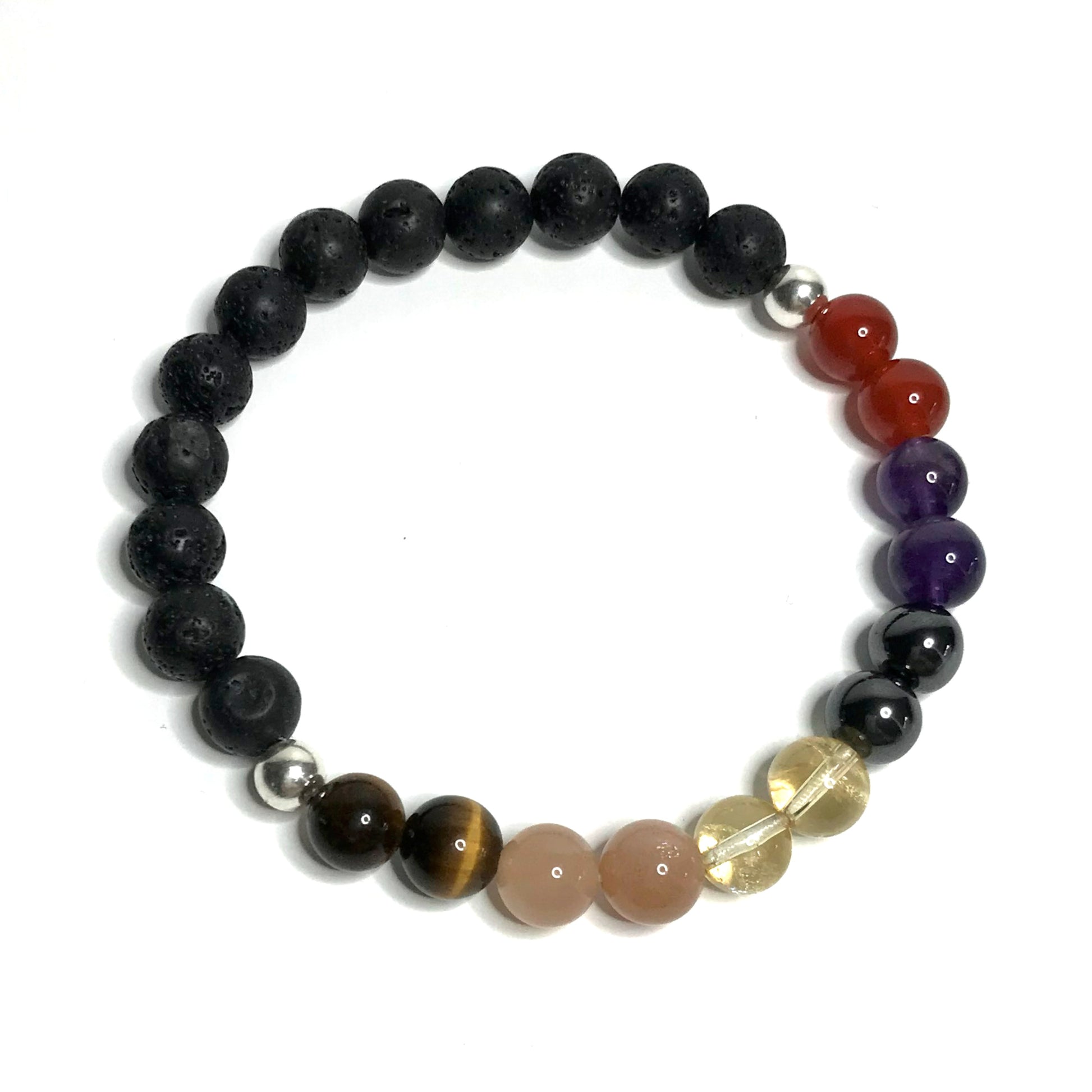 Confidence crystal bead bracelet with lava rock