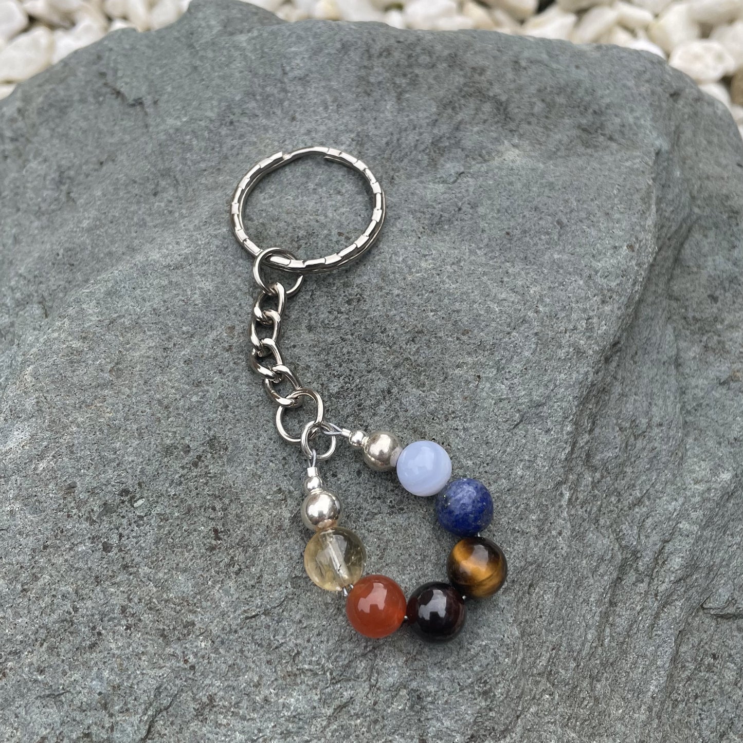 Creativity crystal bead keychain on stone