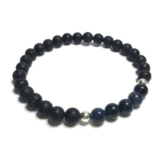 Dumortierite with Lava Rock Bracelet