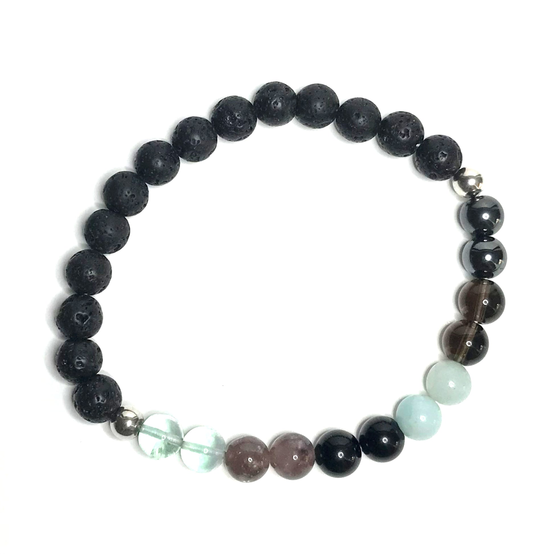 EMF protection healing gemstone bracelet with lava rock