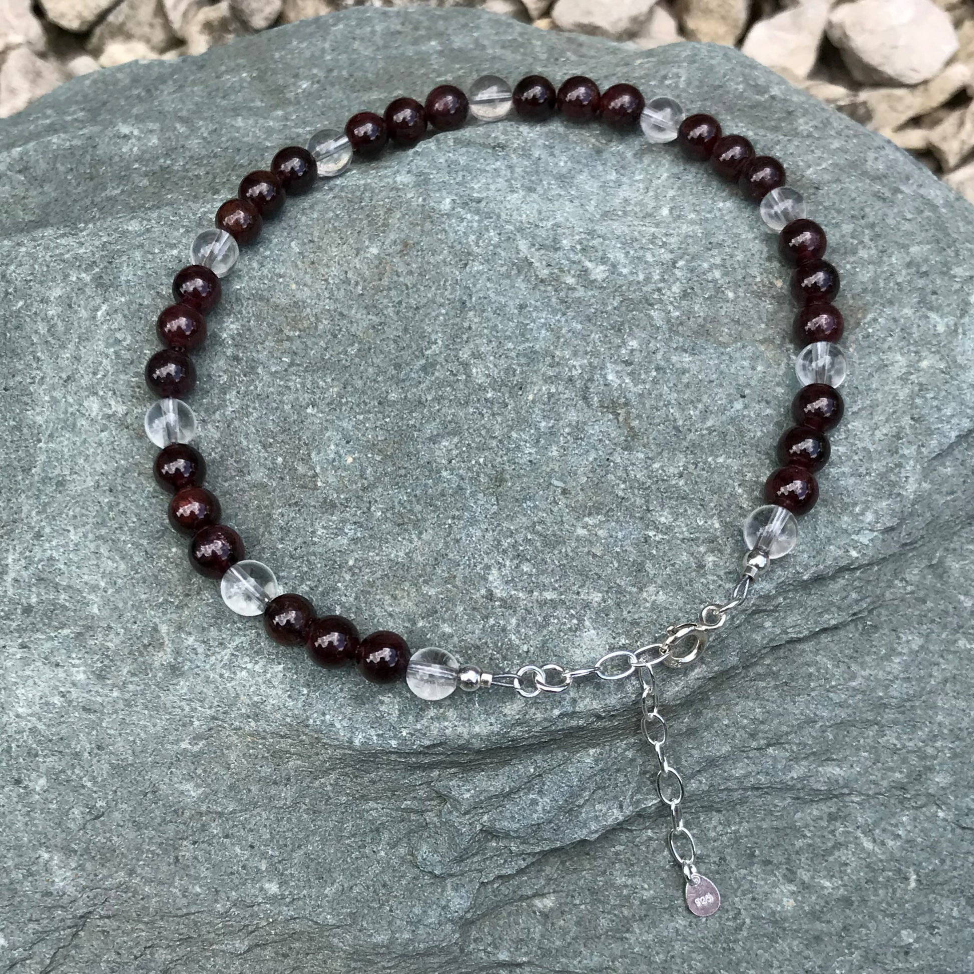 Garnet crystal bead anklet