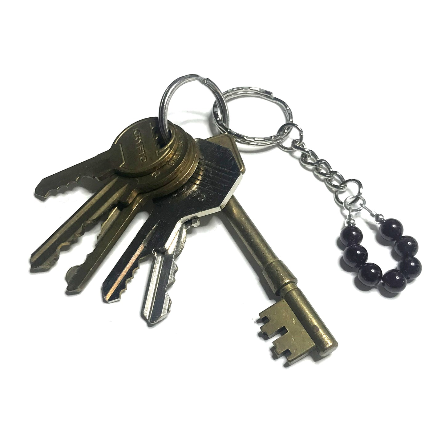 Garnet crystal keychain with keys