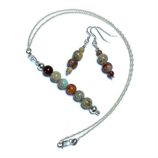 Impression Jasper Pendant and Earrings Set