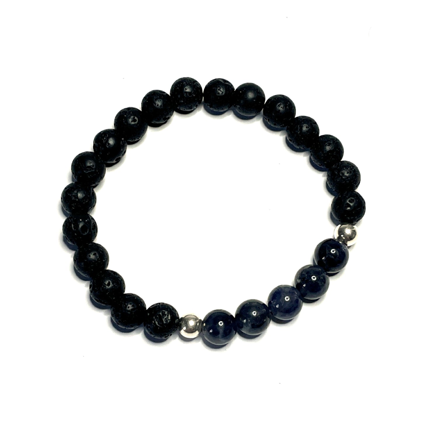 Iolite with lava rock crystal bracelet