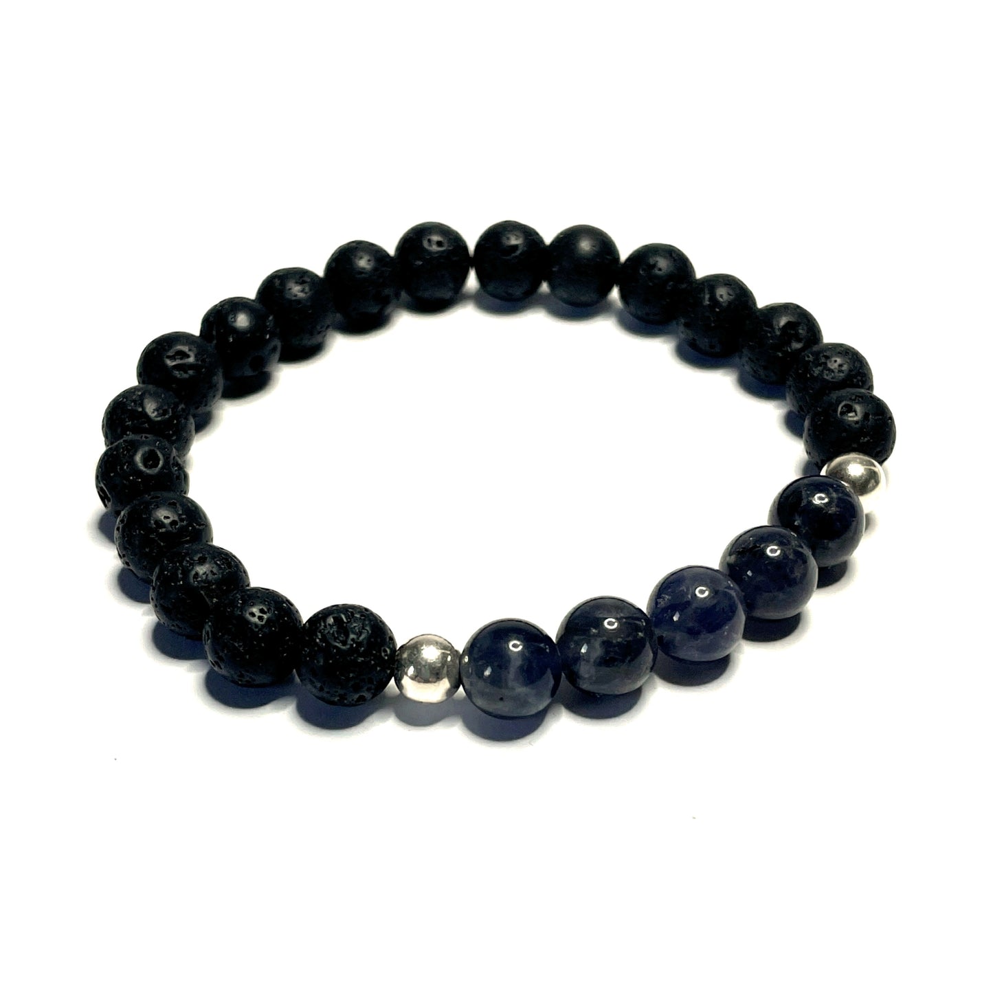 Iolite with Lava Rock Bracelet