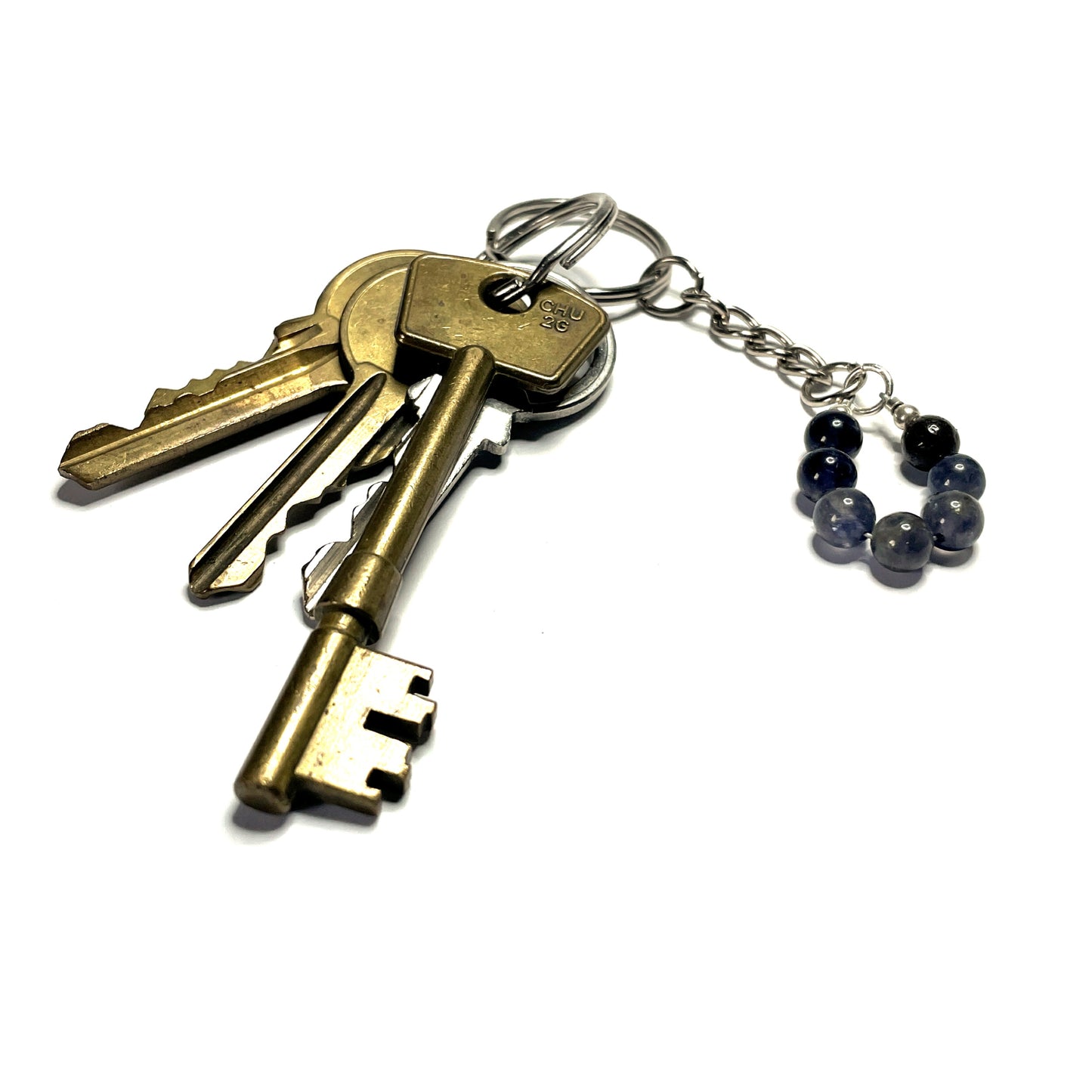 Iolite crystal keychain