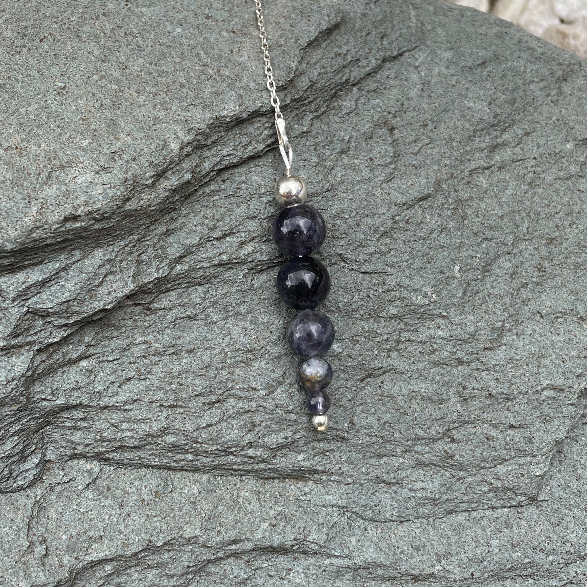 Iolite gemstone pendulum