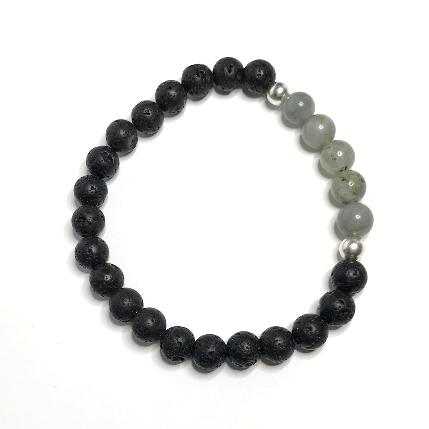 Labradorite bracelet with lava rock beads
