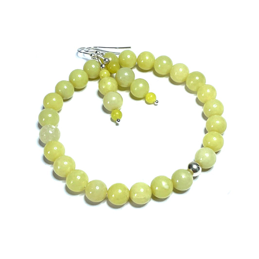 Lemon Jade Bracelet and Earrings Set