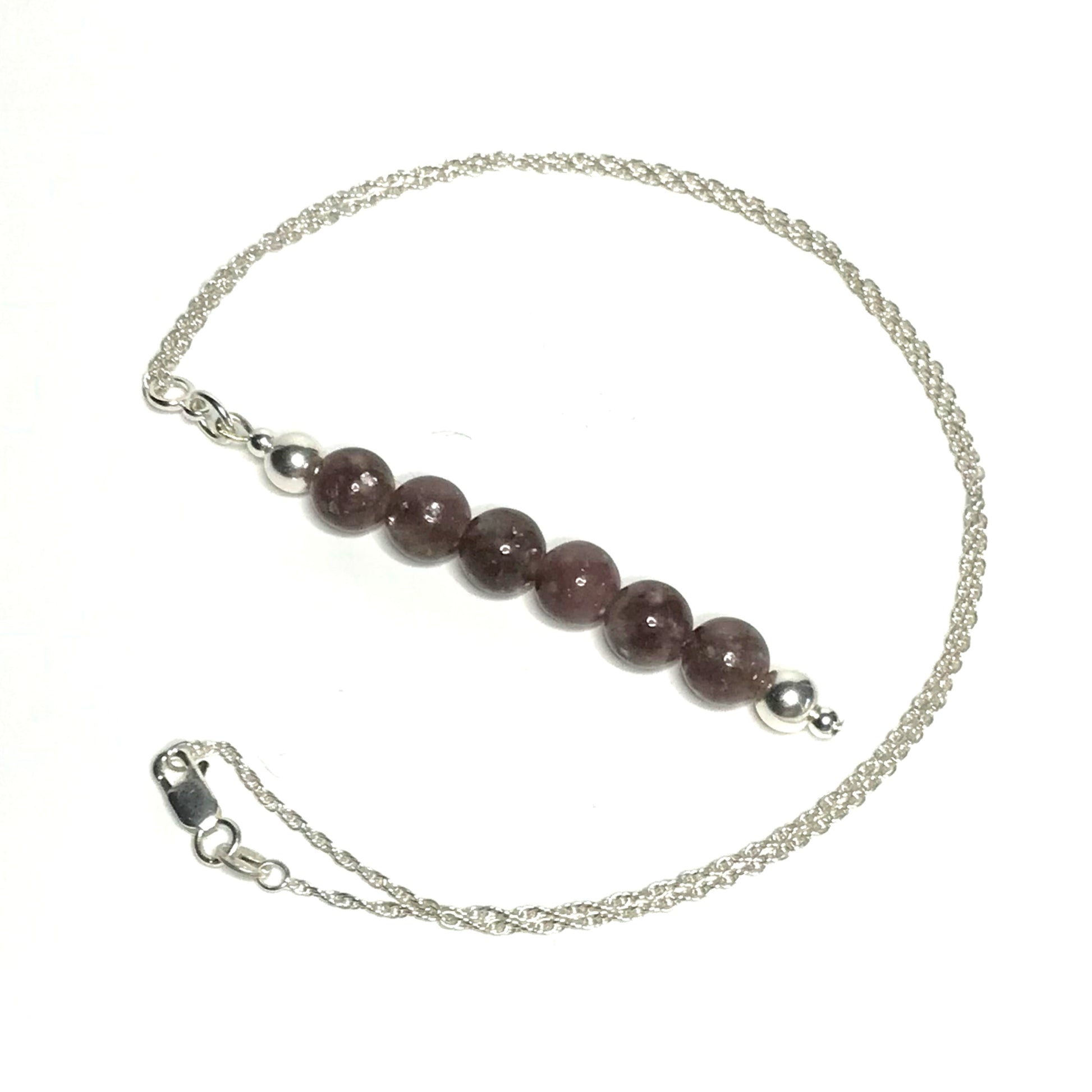 Lepidolite pendant with silver chain