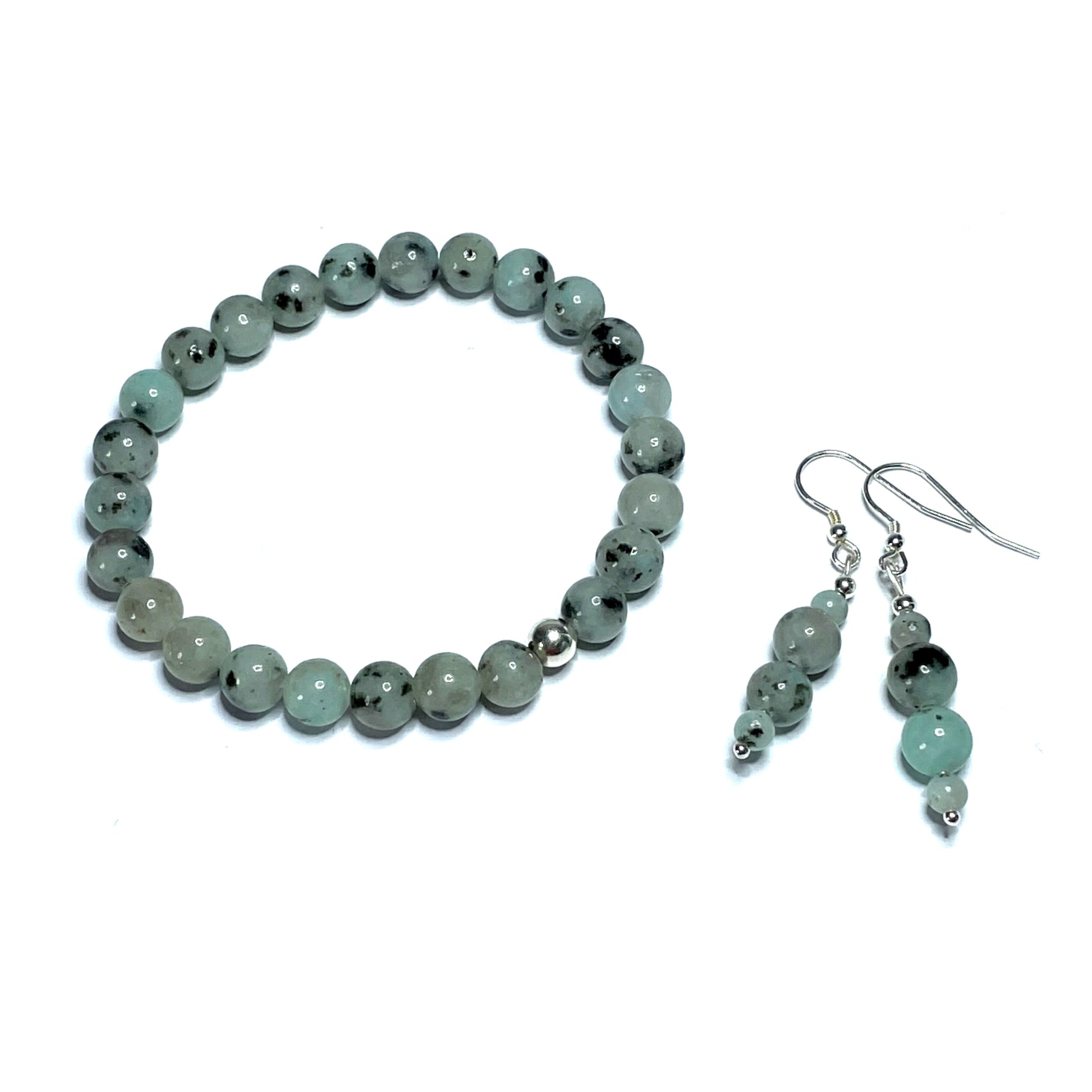 Lotus jasper crystal bracelet and earrings set