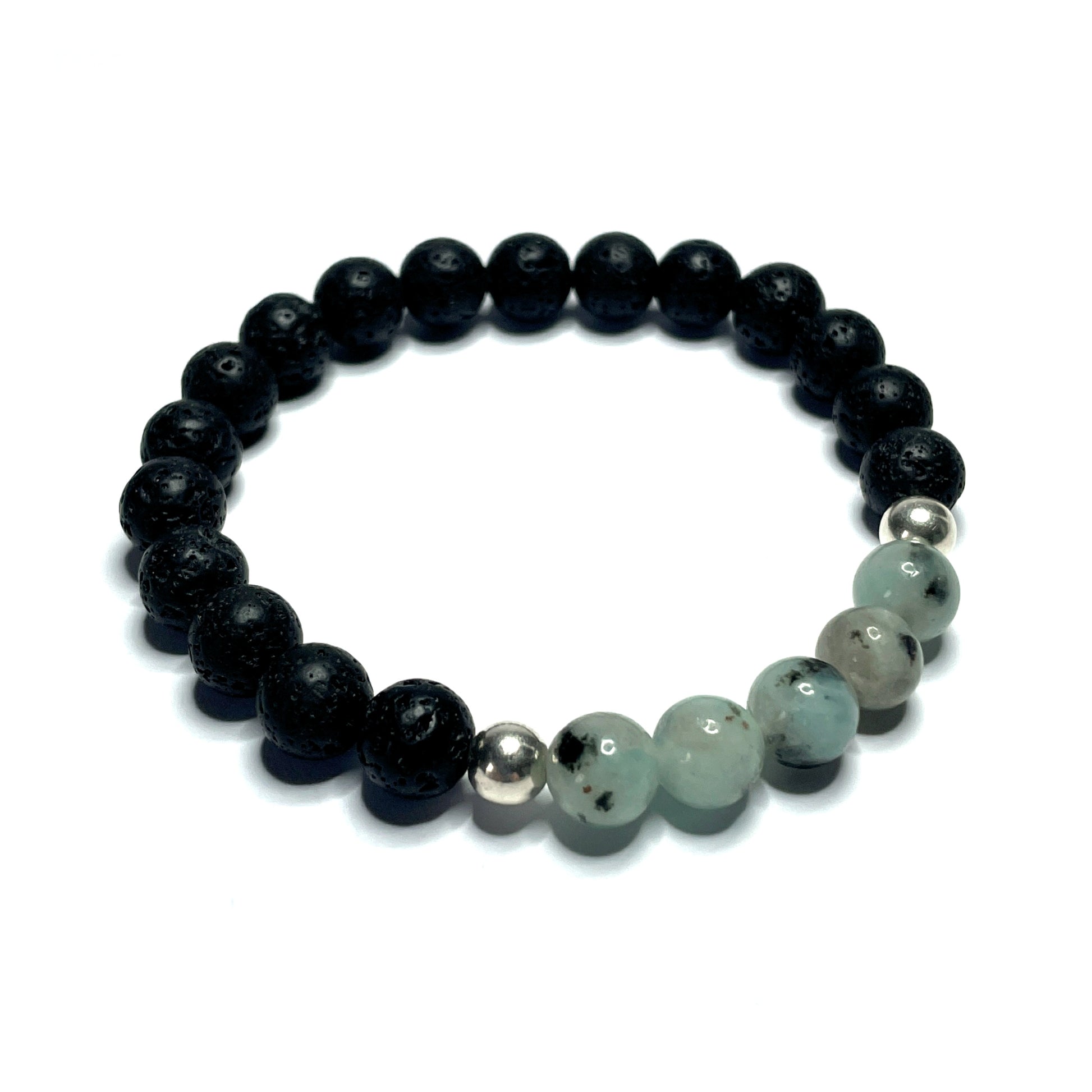 Lotus Jasper with Lava Rock Bracelet