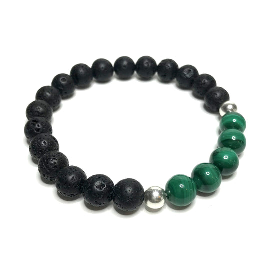 Malachite with lava rock bracelet