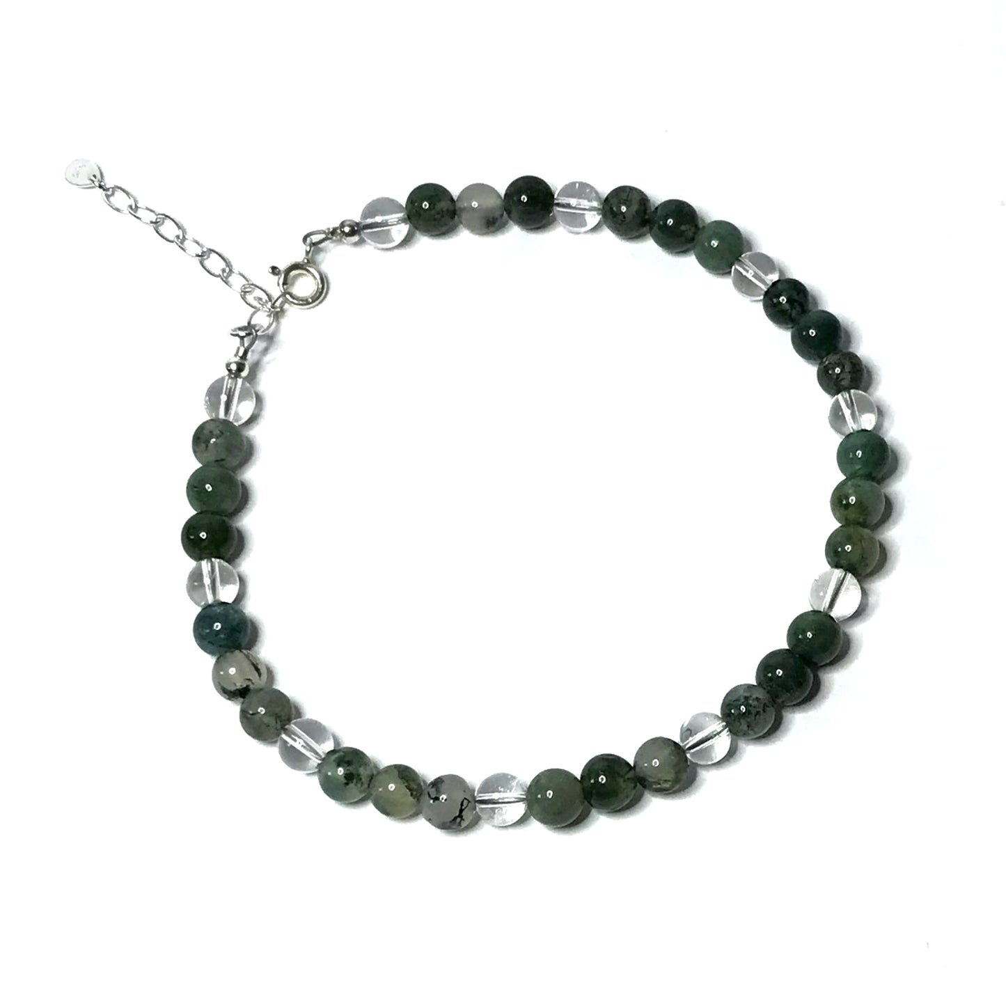 Moss agate crystal beaded anklet