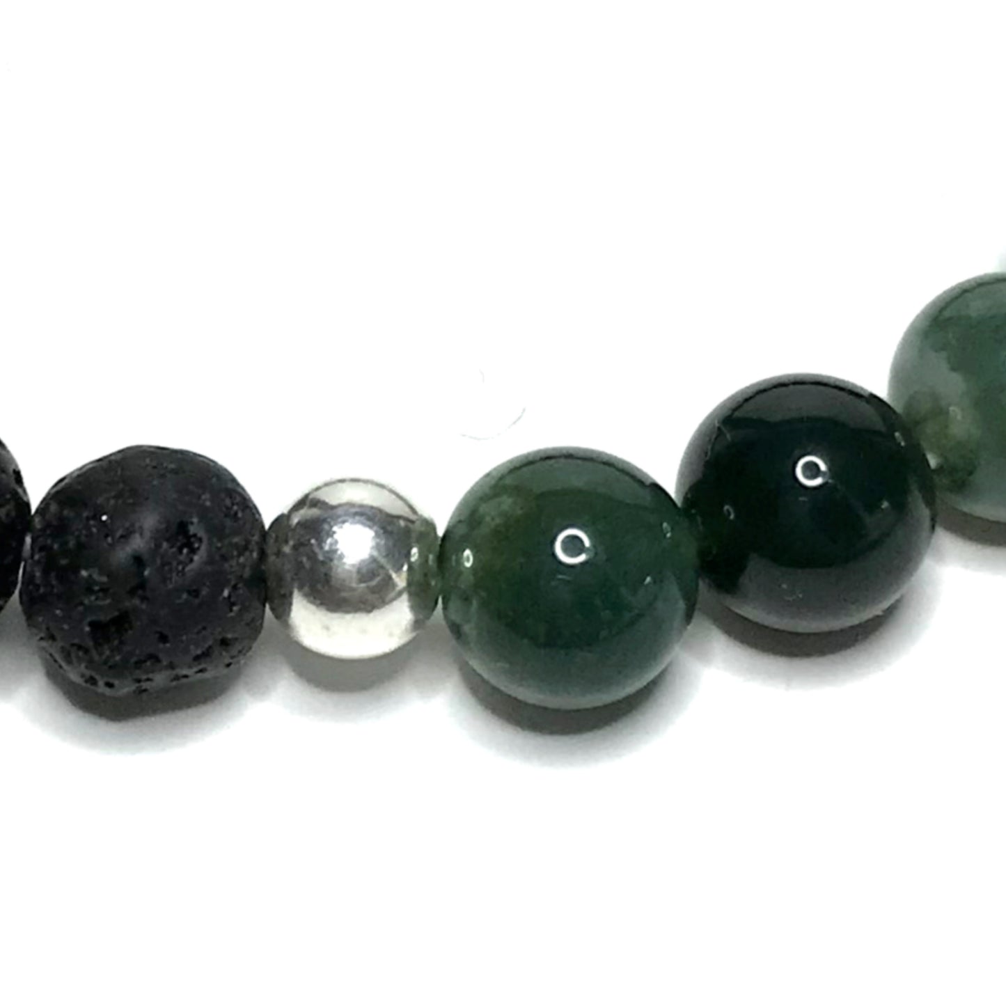 Moss Agate with Lava Rock Bracelet