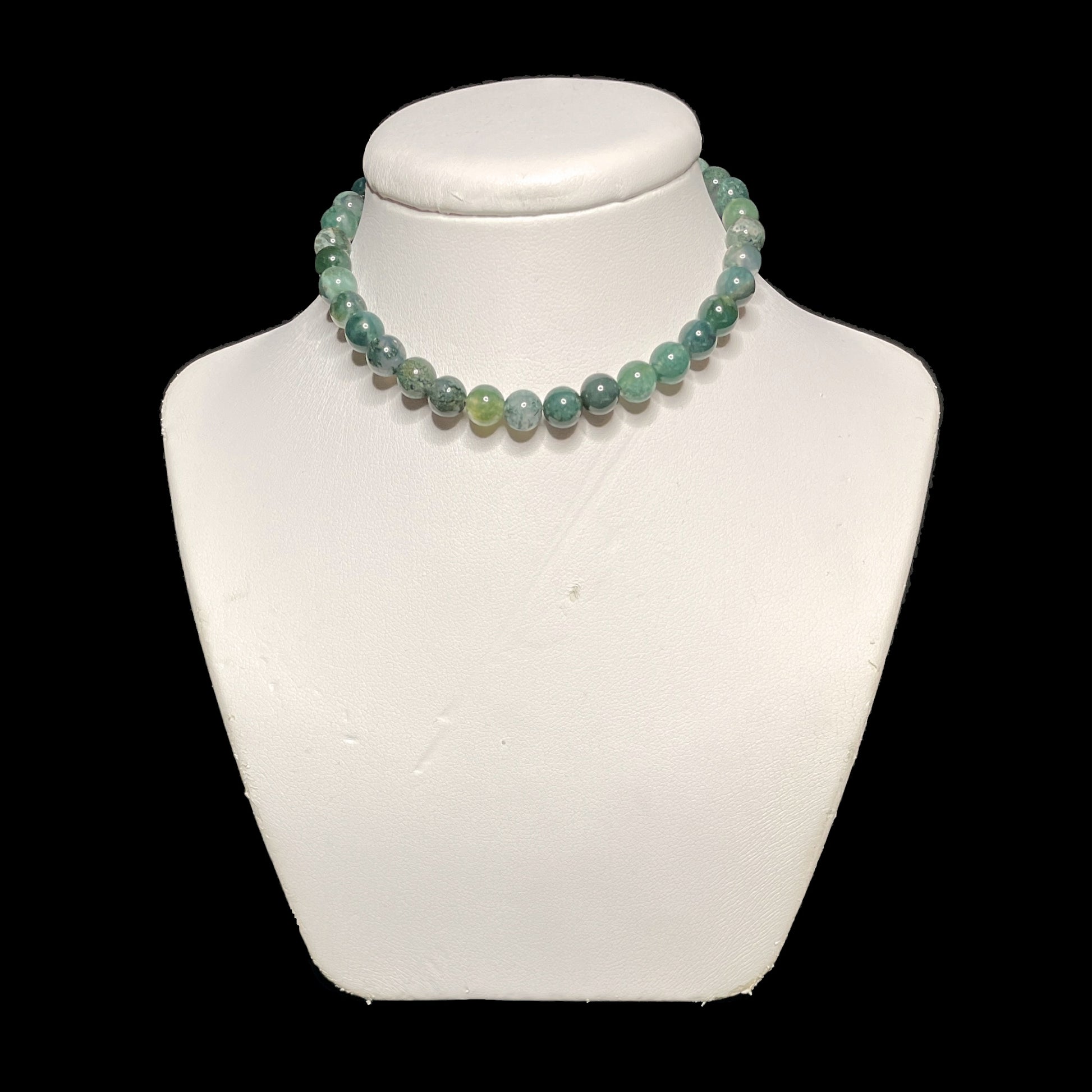 Moss agate crystal choker