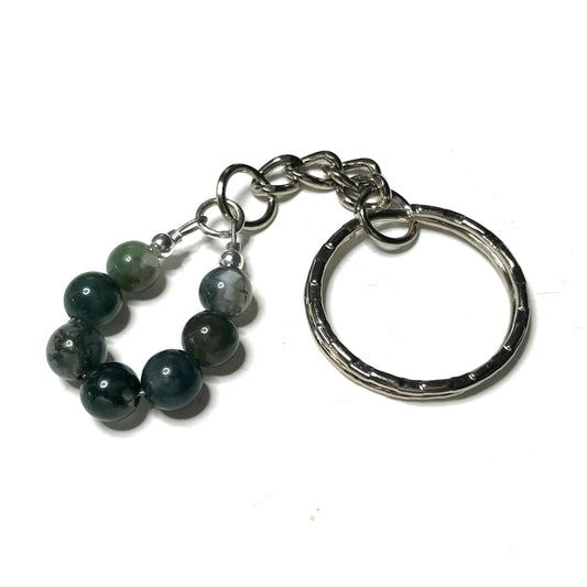 Moss agate keychain