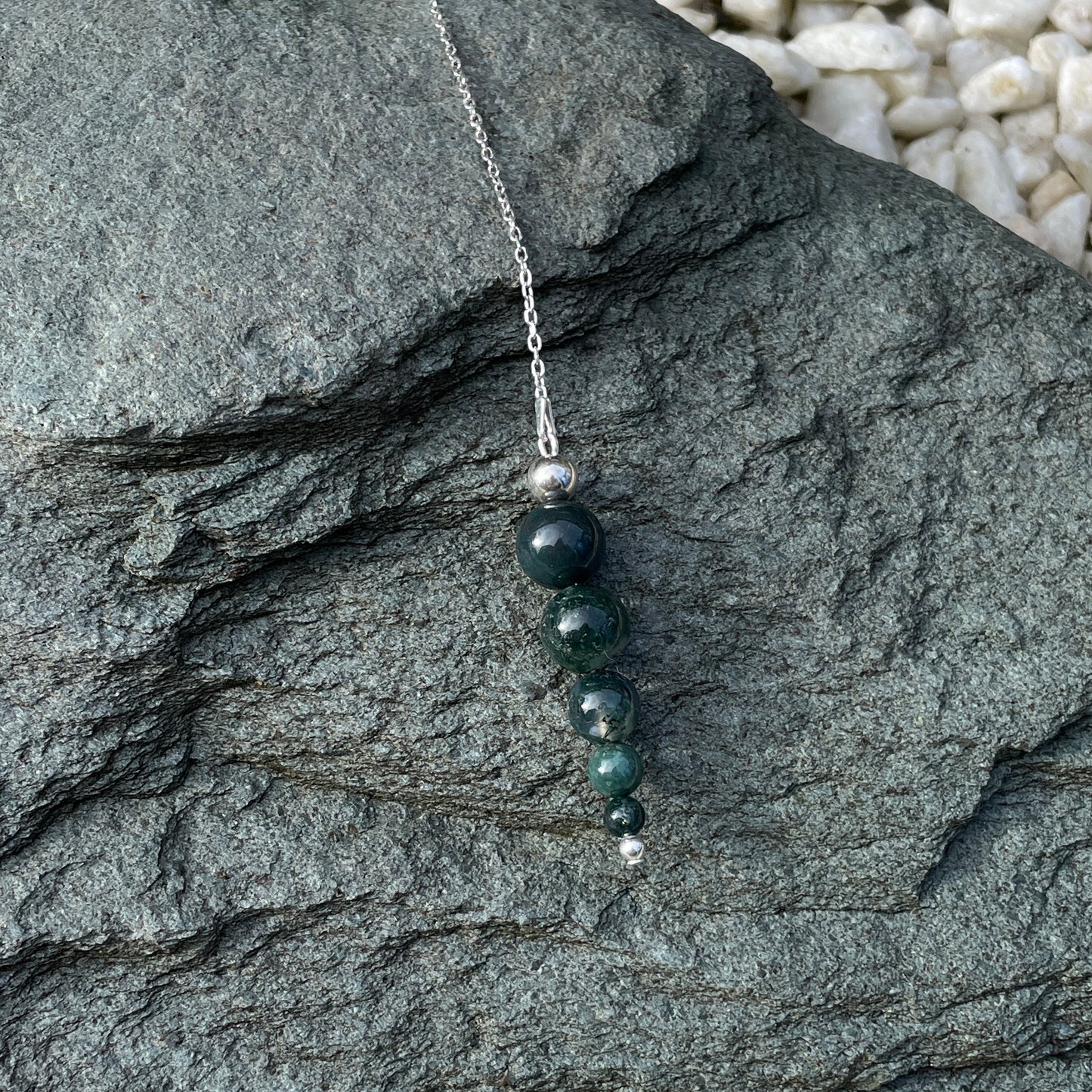 Moss agate crystal pendulum