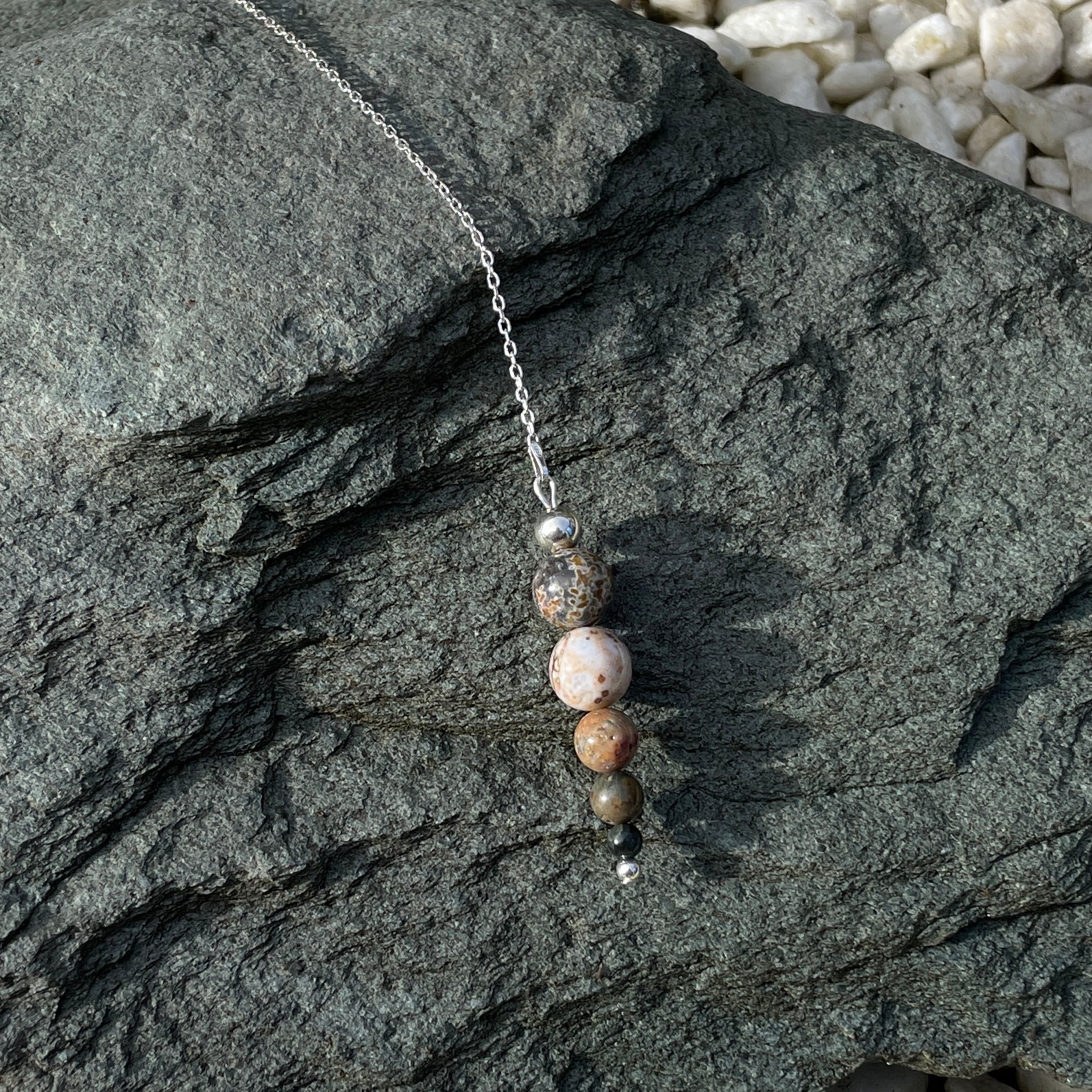 Ocean jasper beaded pendulum