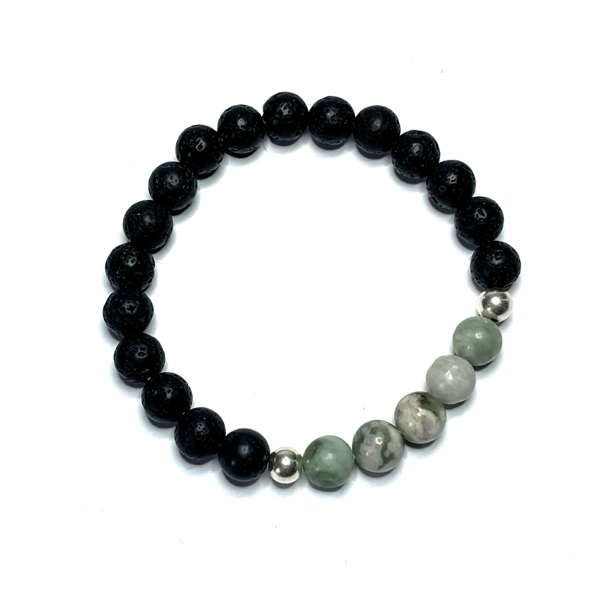 Peace jade with lava rock gemstone bracelet