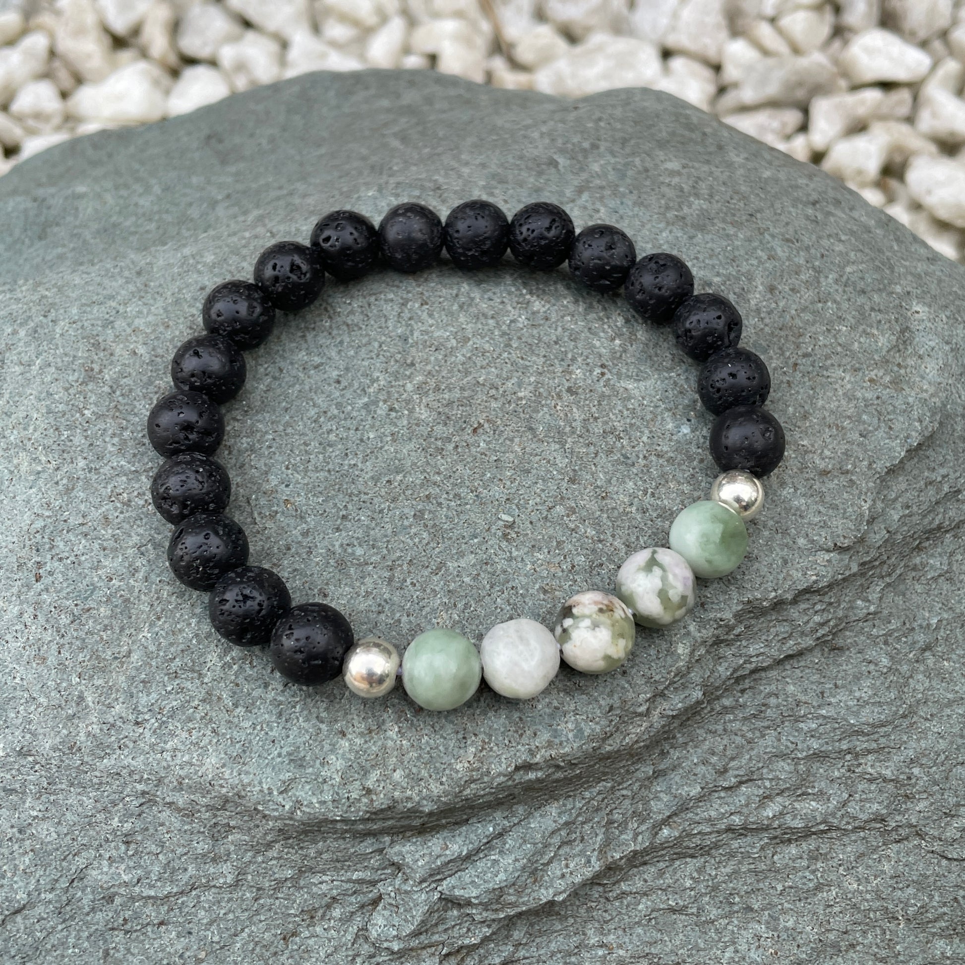 Peace jade with lava rock crystal bracelet