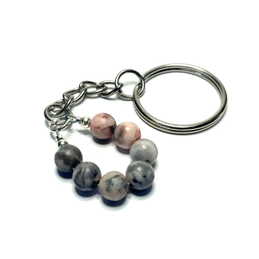 Pink Zebra Jasper Keychain