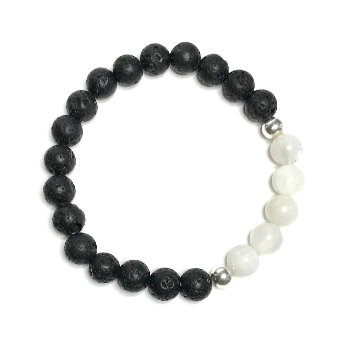 Rainbow moonstone bracelet with lava rock beads