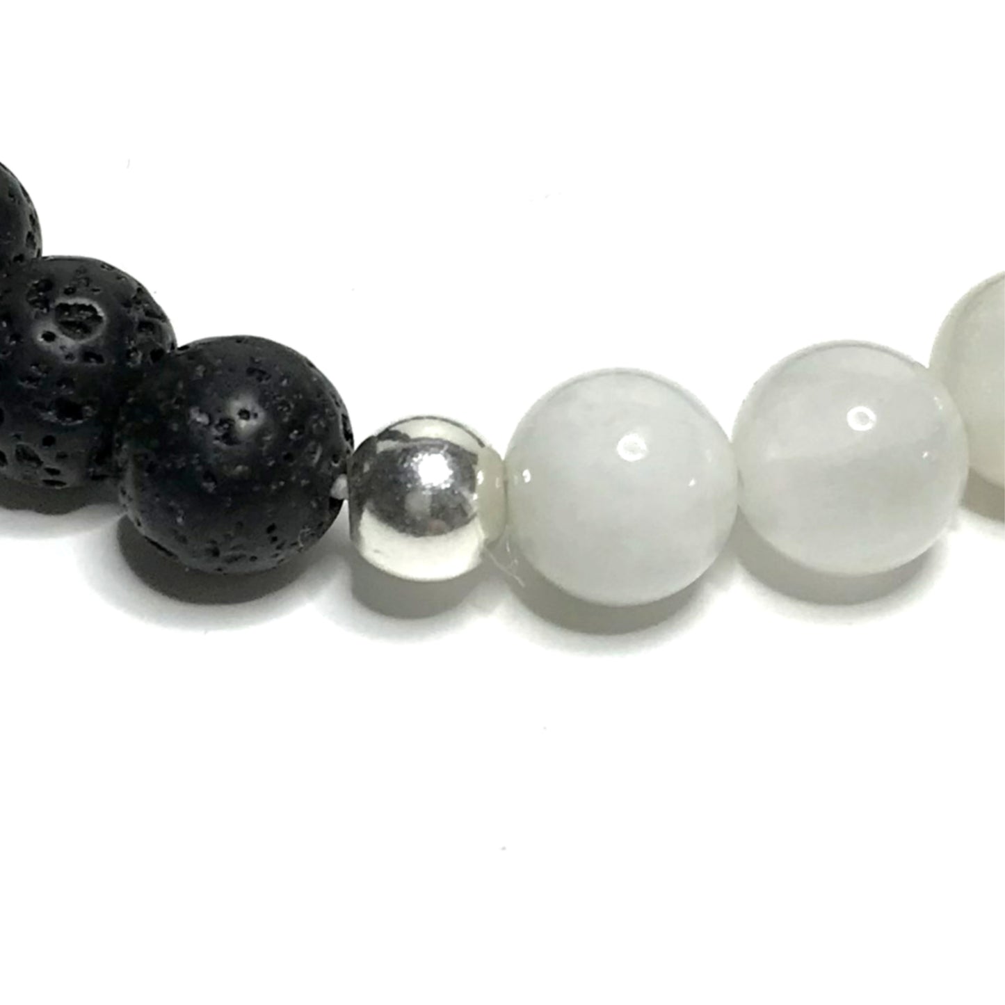 Rainbow Moonstone with Lava Rock Bracelet