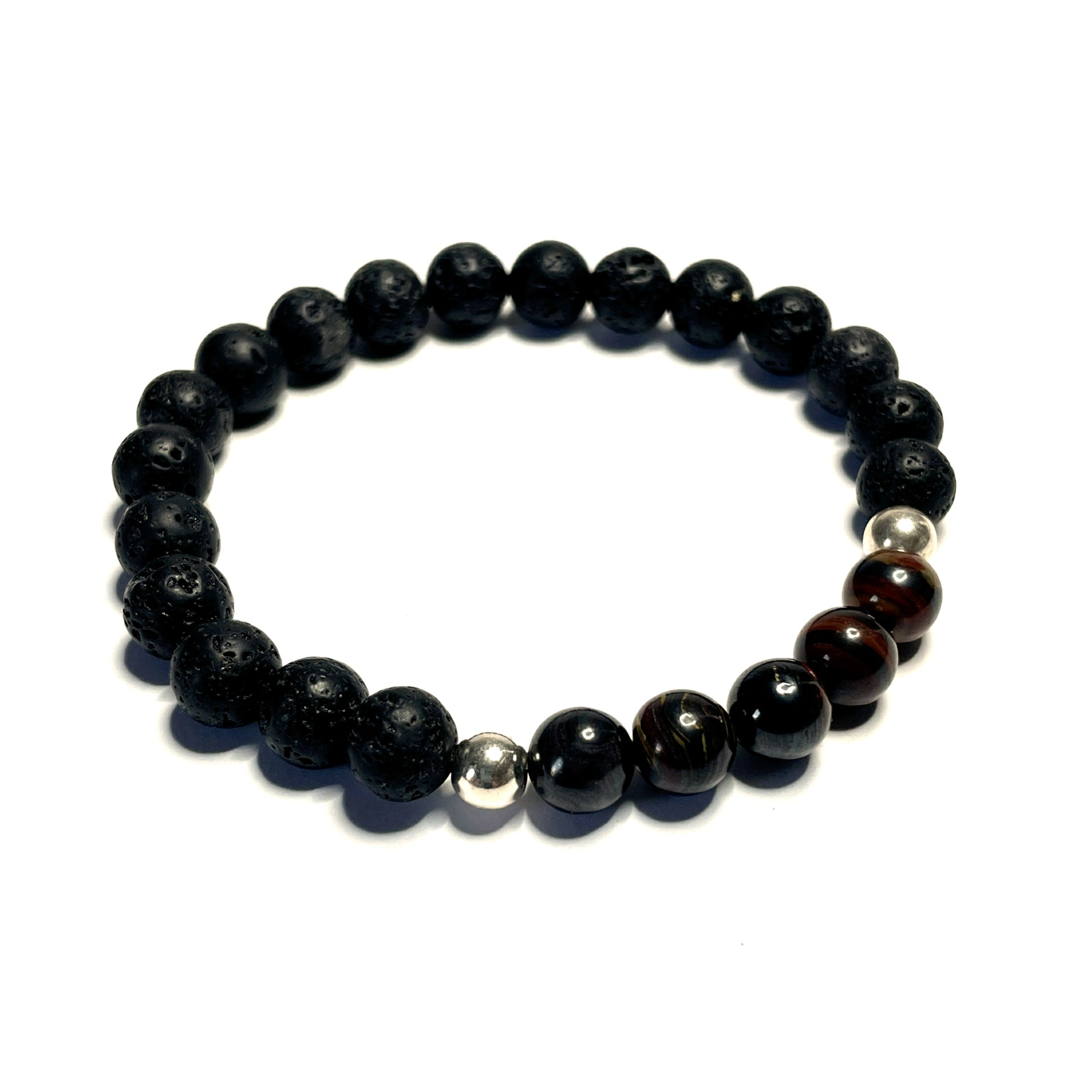 Red Iron Tiger's Eye with Lava Rock Bracelet