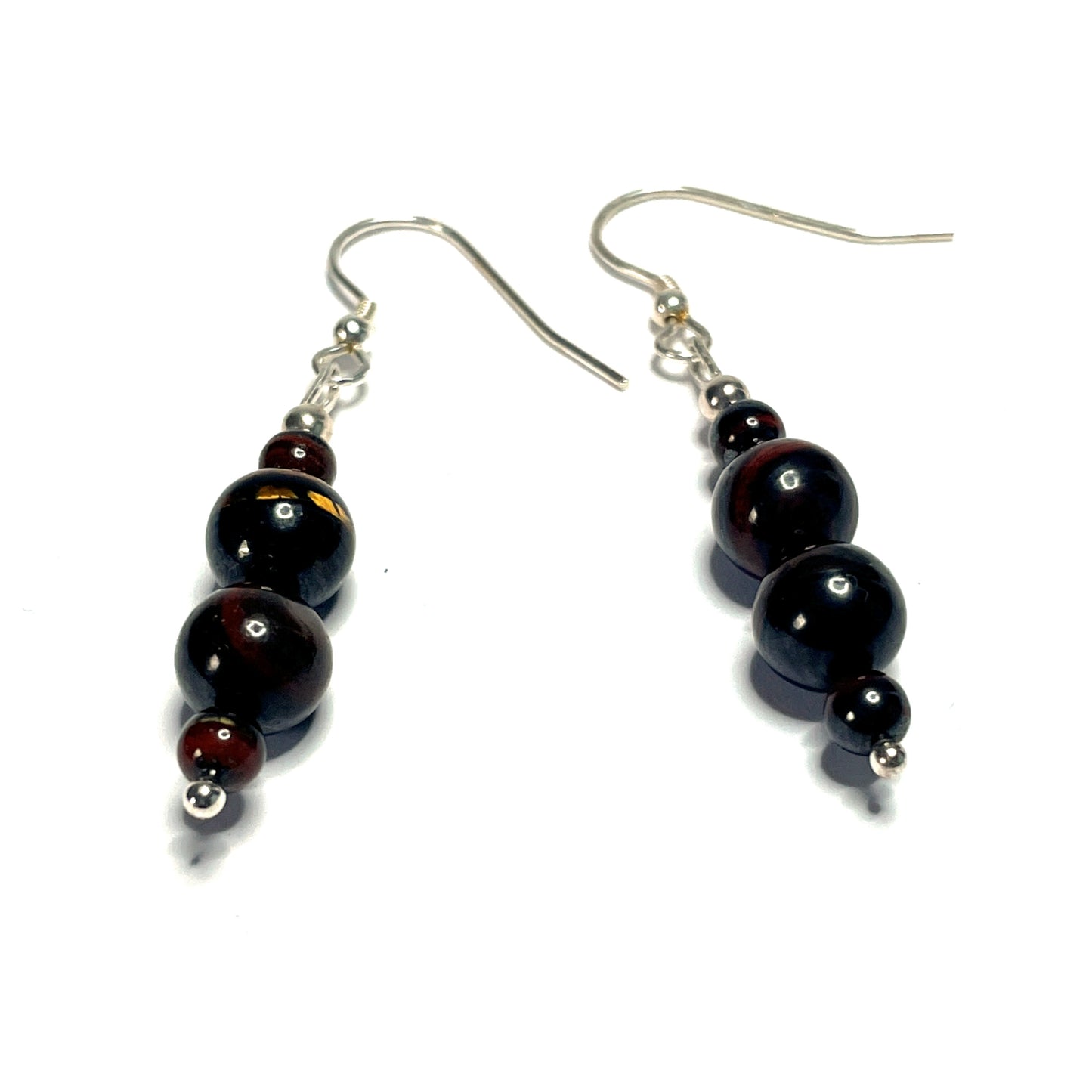 Red iron tiger's eye gemstone earrings