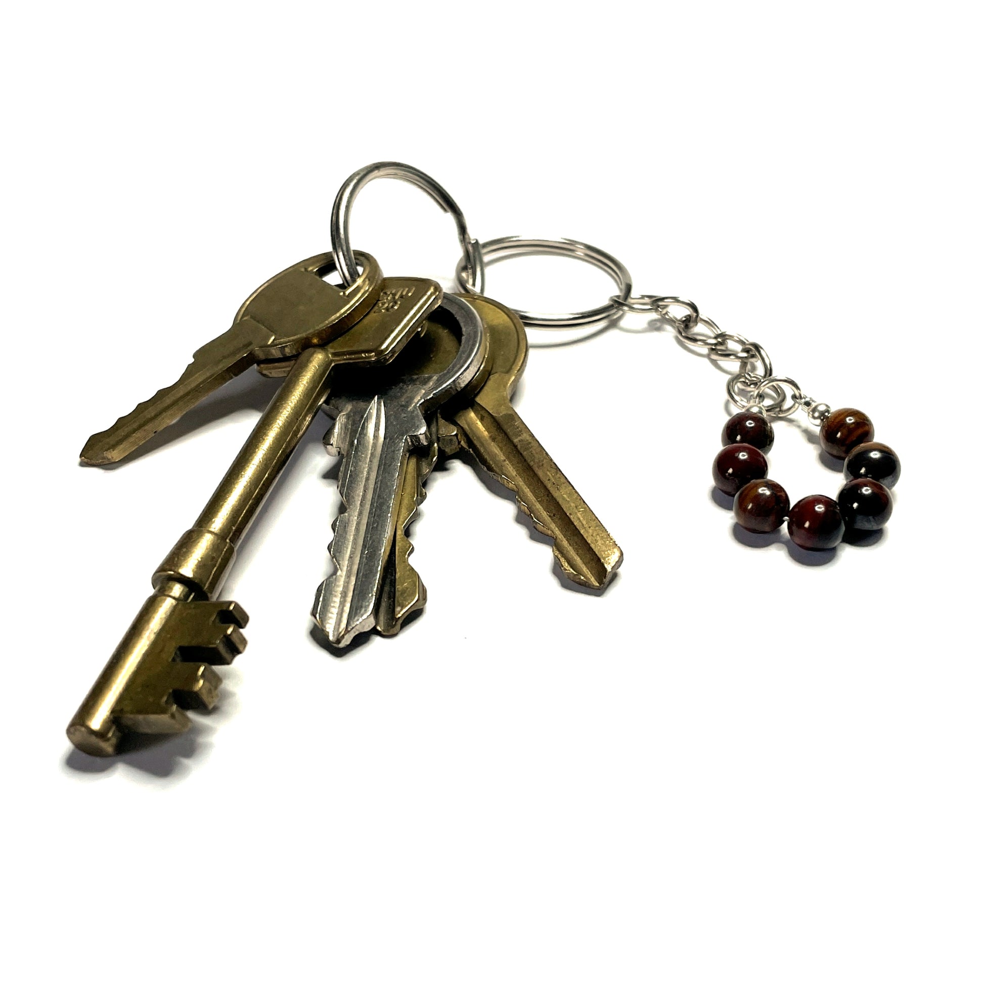 Red iron tiger's eye crystal keychain