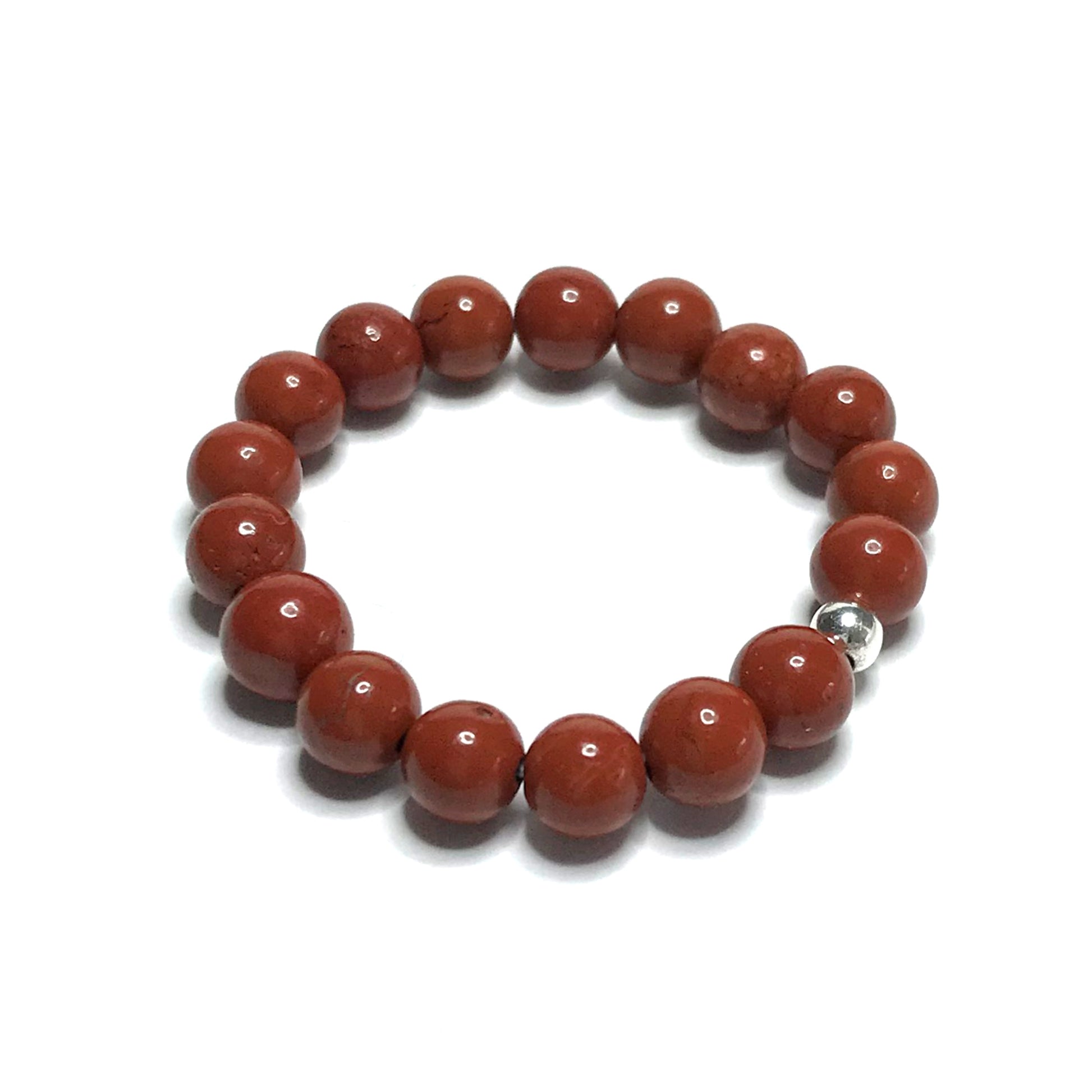 Red jasper beaded stretch ring