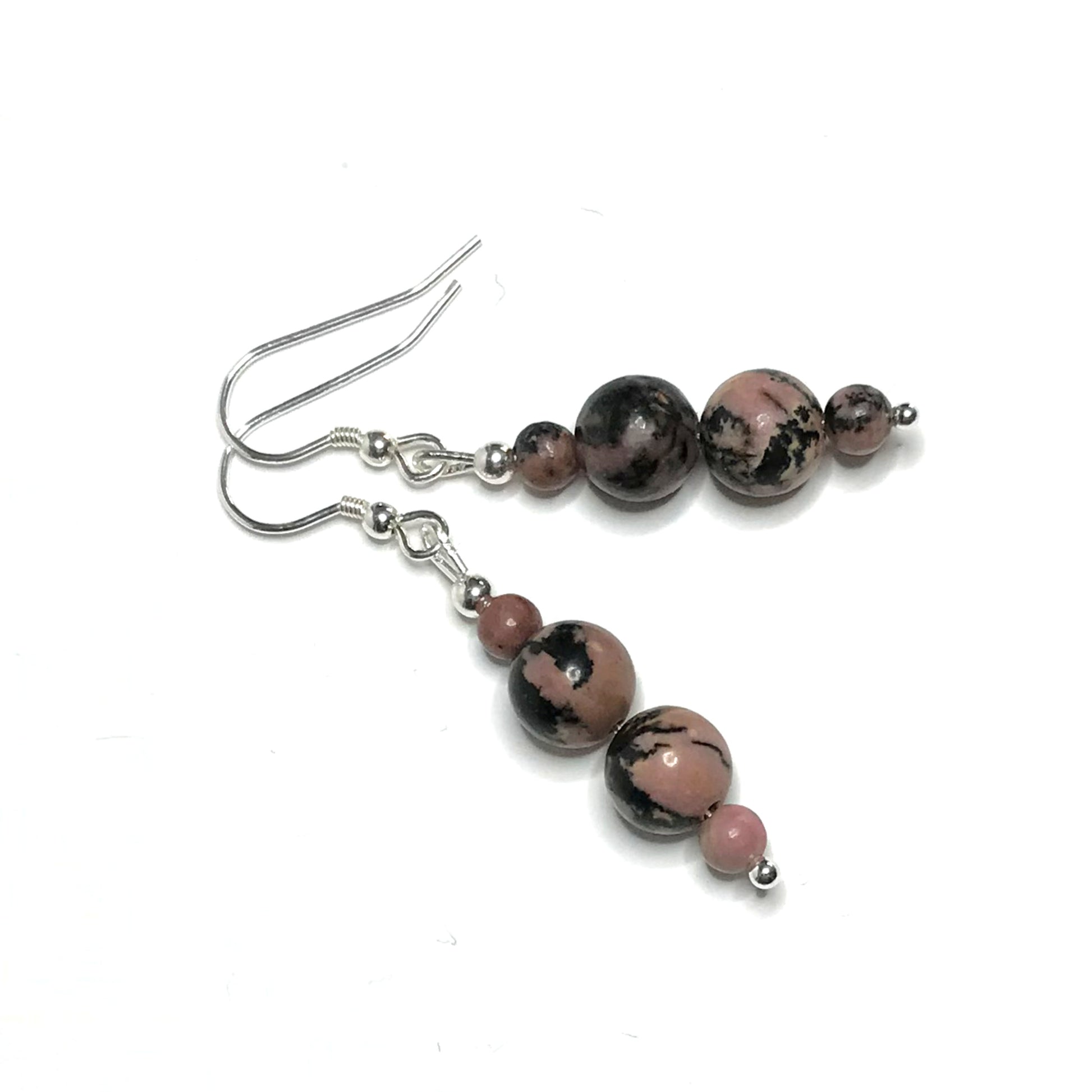 Rhodonite beaded dangle earrings