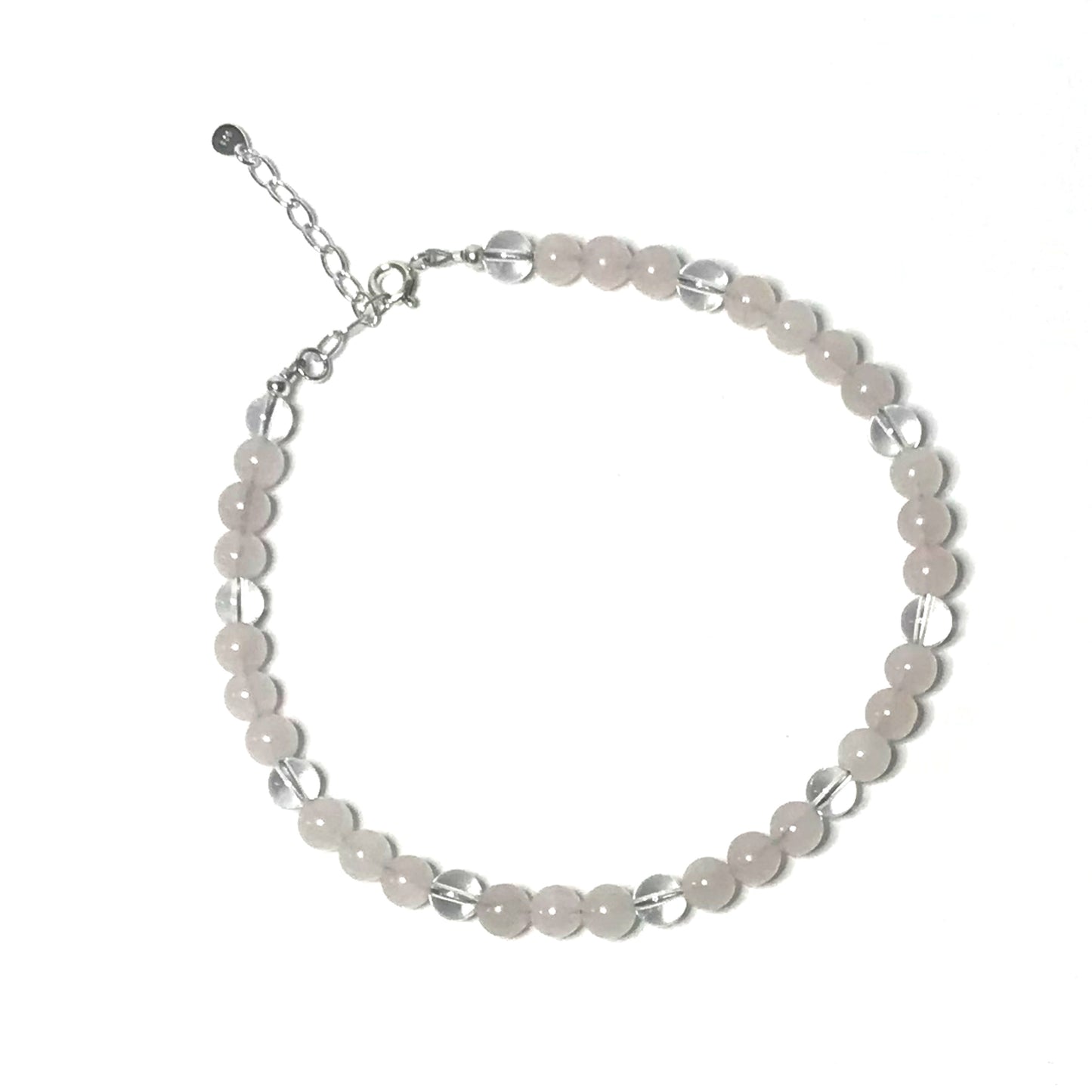 Rose quartz crystal beaded anklet