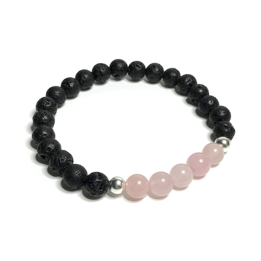 Rose quartz bracelet with lava