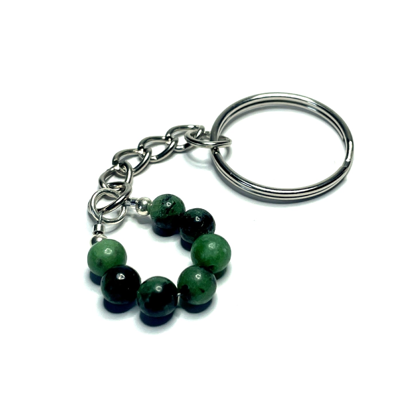 Ruby zoisite keychain